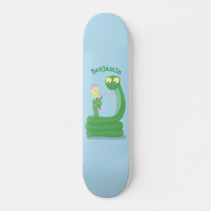 Grappig groene slang met maraca-cartoon persoonlijk skateboard