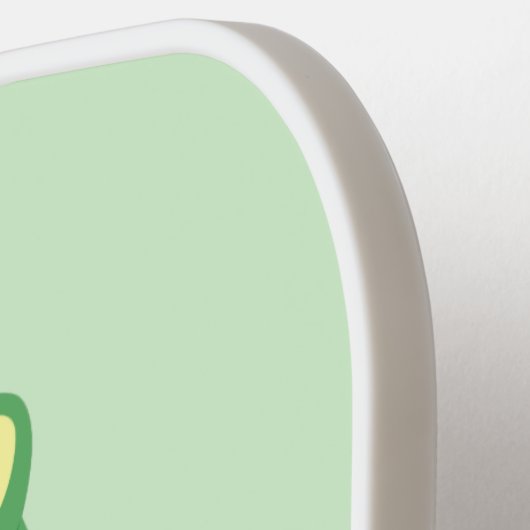 Grappig groene slang met maraca-cartoon pickleball paddle (Links Detail)