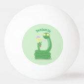 Grappig groene slang met maraca-cartoon pingpongbal (Achterkant)