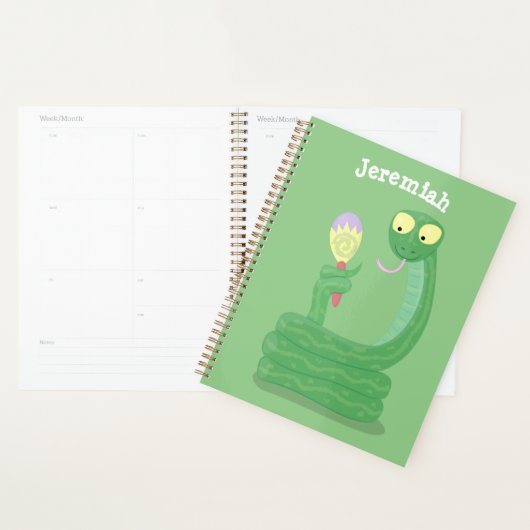 Grappig groene slang met maraca-cartoon planner (Display)