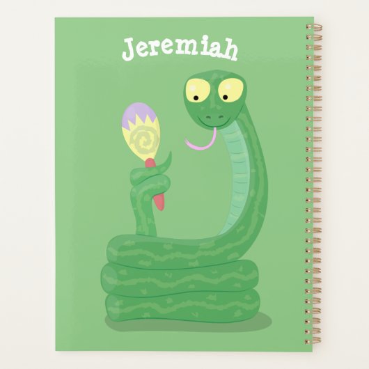 Grappig groene slang met maraca-cartoon planner (Achterkant)