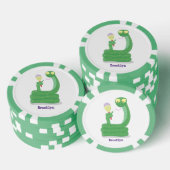 Grappig groene slang met maraca-cartoon poker chips (Opstapeling)