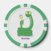 Grappig groene slang met maraca-cartoon poker chips (Voorkant)