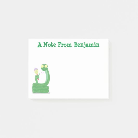 Grappig groene slang met maraca-cartoon post-it® notes (Voorkant)