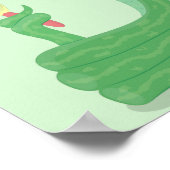 Grappig groene slang met maraca-cartoon poster (Hoek)