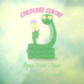 Grappig groene slang met maraca-cartoon raamsticker (Vel 3)