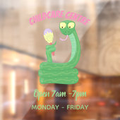 Grappig groene slang met maraca-cartoon raamsticker (Vel 2)