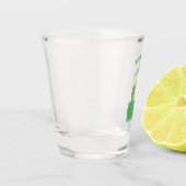 Grappig groene slang met maraca-cartoon shot glas (Links)