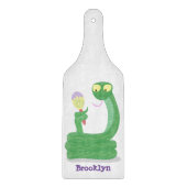 Grappig groene slang met maraca-cartoon snijplank (Voorkant)