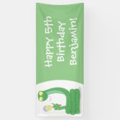 Grappig groene slang met maraca-cartoon spandoek (Verticaal)