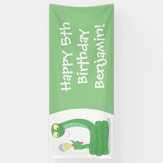 Grappig groene slang met maraca-cartoon spandoek (Verticaal)