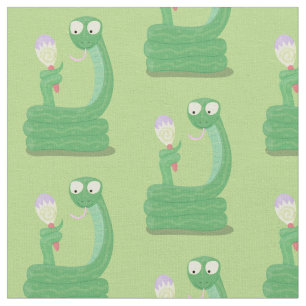 Grappig groene slang met maraca-cartoon stof