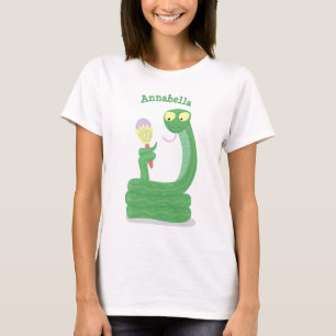 Grappig groene slang met maraca-cartoon t-shirt