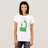 Grappig groene slang met maraca-cartoon t-shirt (Voorkant volledig)