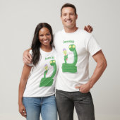 Grappig groene slang met maraca-cartoon t-shirt (Unisex)
