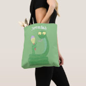 Grappig groene slang met maraca-cartoon tote bag (Dichtbij)