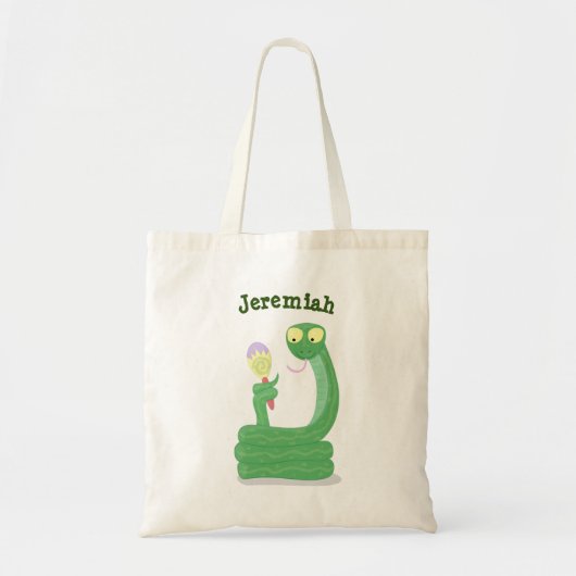 Grappig groene slang met maraca-cartoon tote bag (Voorkant)