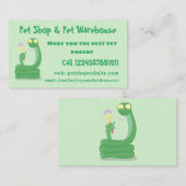 Grappig groene slang met maraca-cartoon visitekaartje (Voorkant / Achterkant)