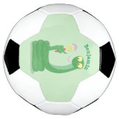 Grappig groene slang met maraca-cartoon voetbal (Gedraaid)