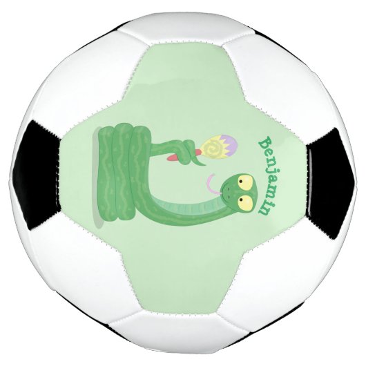 Grappig groene slang met maraca-cartoon voetbal (Gedraaid)