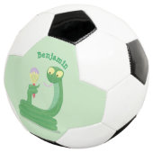 Grappig groene slang met maraca-cartoon voetbal (Drie kwart)