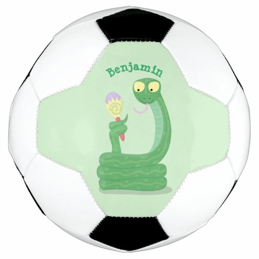 Grappig groene slang met maraca-cartoon voetbal (Voorkant)
