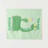 Grappig groene slang met maraca-cartoon wandkleed (Voorkant (horizontaal))