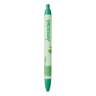 Grappig groene slang met maraca-cartoon zwarte inkt pen
