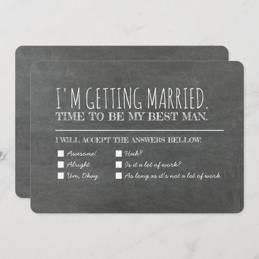 Grappig Groomsman Best Man Checklist Voorstel Kaart (Voorkant / Achterkant)