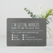 Grappig Groomsman Best Man Checklist Voorstel Kaart (Staand voorkant)