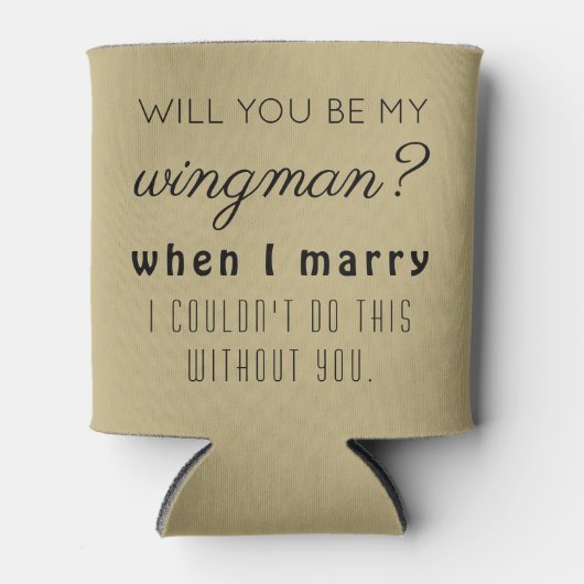 Grappig Groomsman Trouwvoorstel Elegant Zand Ecru Blikjeskoeler (Voorkant)