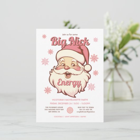 Grappig groot nick energie bachelorette kerstfeest kaart (Staand voorkant)