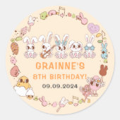 Grappig Groovy Pasen Verjaardagsfeest Ronde Sticker (Voorkant)