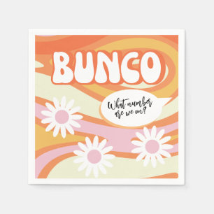 Grappig Groovy Sinaasappel en roze Bunco nacht Servet