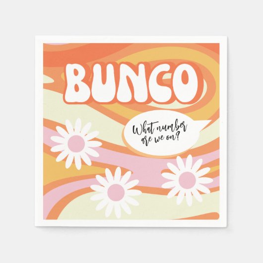 Grappig Groovy Sinaasappel en roze Bunco nacht Servet (Voorkant)
