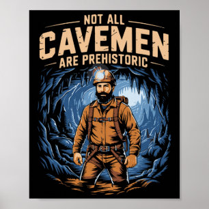 Grappig Grotduiken Speleologie Potholing Klimmen R Poster