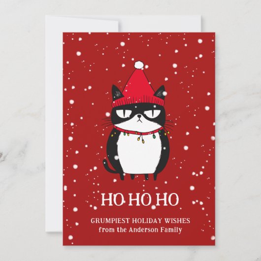 Grappig Grouchy Cat Catmas Humor Kerst Feestdagenkaart (Voorkant)