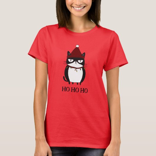Grappig Grouchy Cat Catmas Humor Kerst T-shirt (Voorkant)