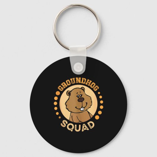 Grappig Groundhog Squad-ontwerp Fijne Groundhog-da Sleutelhanger (Voorkant)