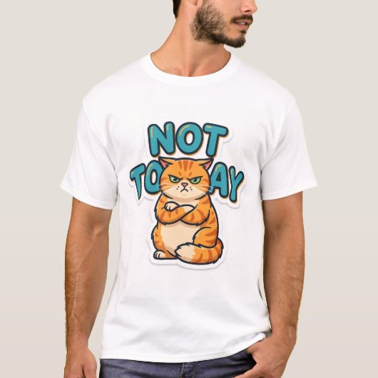 Grappig Grumpy Cat Niet Vandaag T-Shirt (Voorkant)