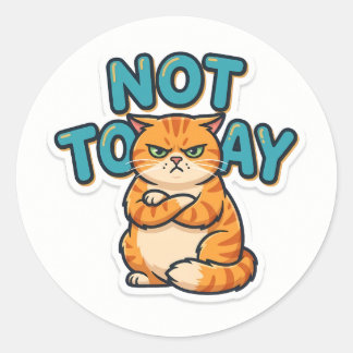 Grappig Grumpy Cat Niet Vandaag T-Shirt Ronde Sticker