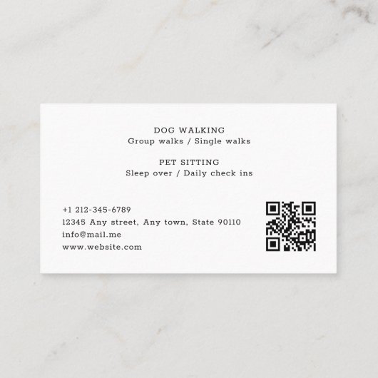 Grappig Grumpy Hond Wandelen Huisdier Zitten QR Co Visitekaartje (Achterkant)