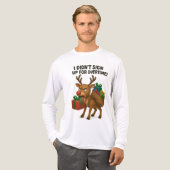 Grappig Grumpy Reindeer - "Ik heb me niet aangemel Tri-Blend Shirt (Voorkant)