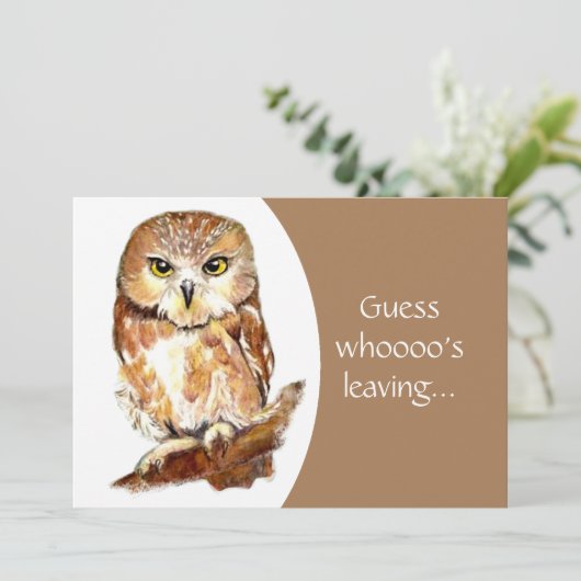 Grappig Grumpy Uil Afscheidsfeest Kaart (Staand voorkant)