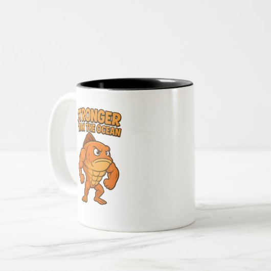 Grappig Gym Fish T-shirt Tweekleurige Koffiemok (Voorkant links)