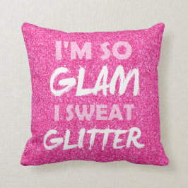 Grappig gym workout citaat Roze glitter Ik ben zo  Kussen