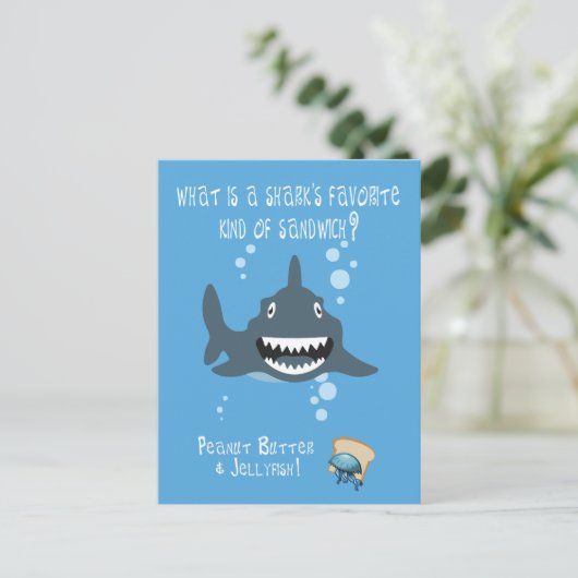 Grappig haai raadsel voor kinderen briefkaart (Staand voorkant)