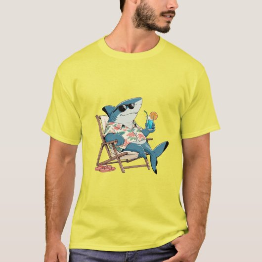 Grappig Haaien Vakantie T-Shirt (Voorkant)