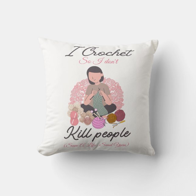 Grappig Haak Citaat Garenliefhebber Design Kussen (Voorkant)