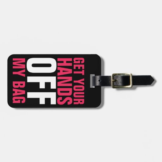 Grappig Haal je handen van mijn tas Roze Bagagelabel (Voorkant horizontaal)